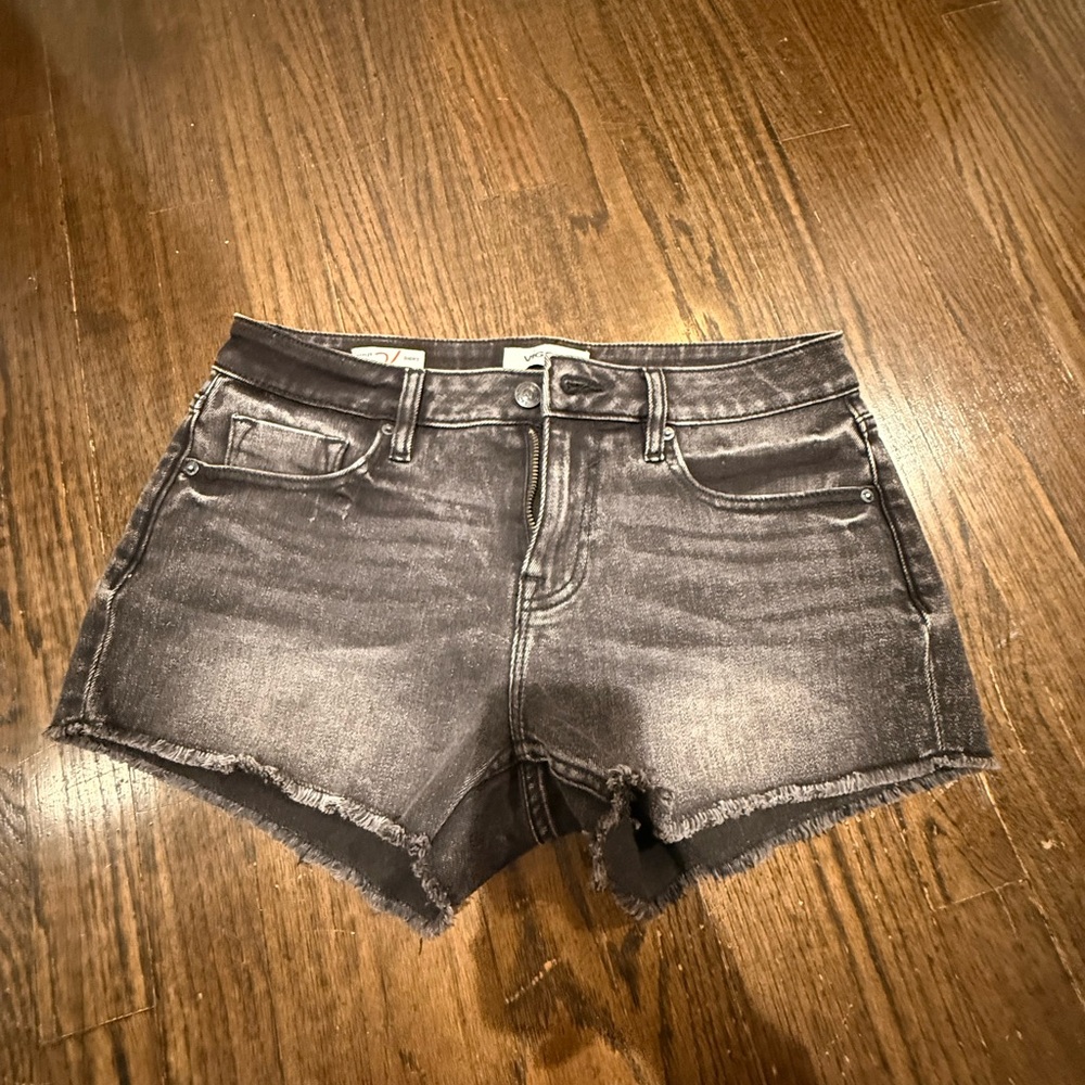 Vigoss Black Washed Frayed Hem Jean Shorts